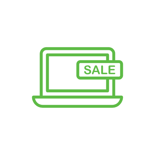 Sale written in a box on a green laptop screen