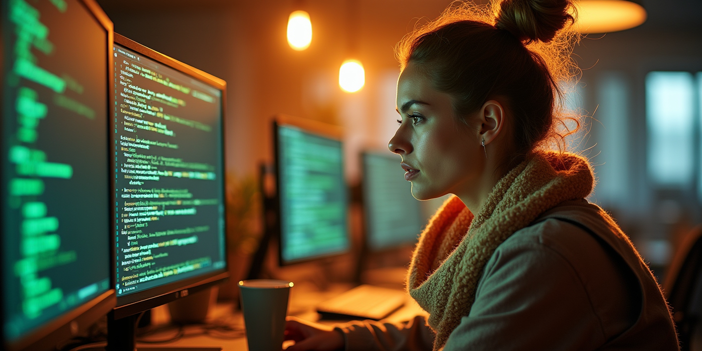 Green Software Engineering – Programmierer entwickelt nachhaltigen Code für klimafreundliche IT-Lösungen