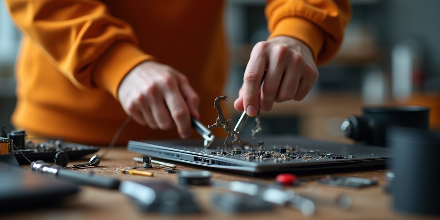 Right to Repair – Techniker repariert Laptop für nachhaltige IT-Lösungen in moderner Werkstatt