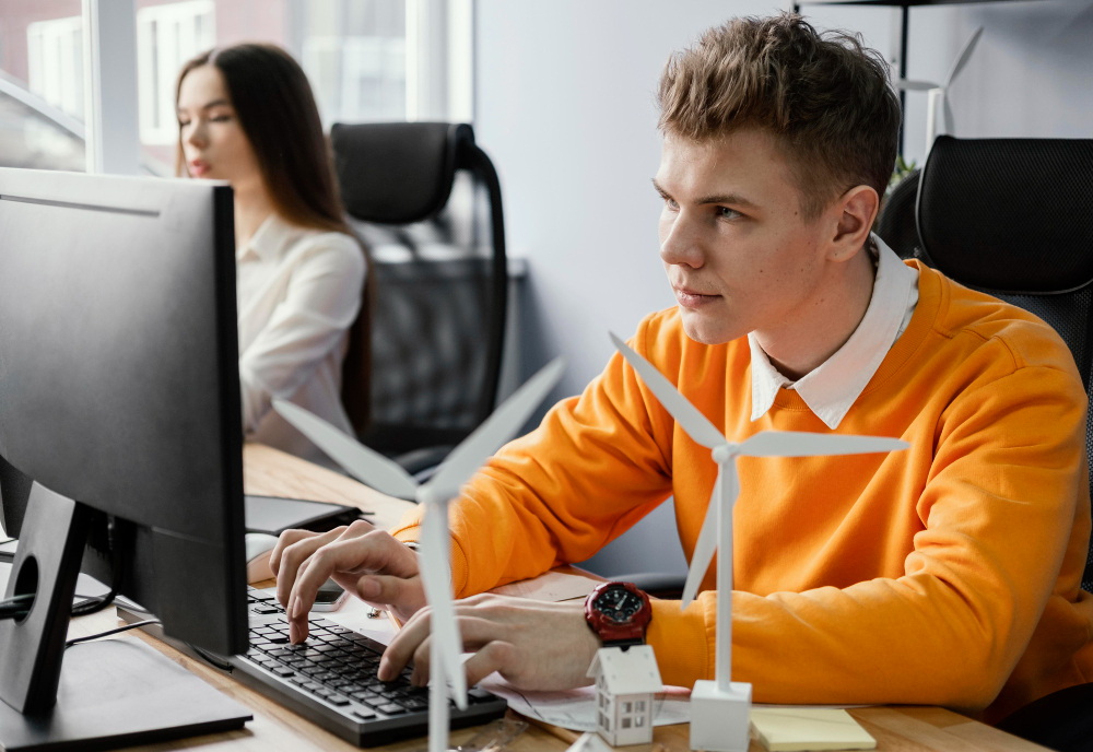 Techniker optimiert Low-Carbon Cloud Infrastructure für nachhaltige IT-Systeme bei ReUsed-IT