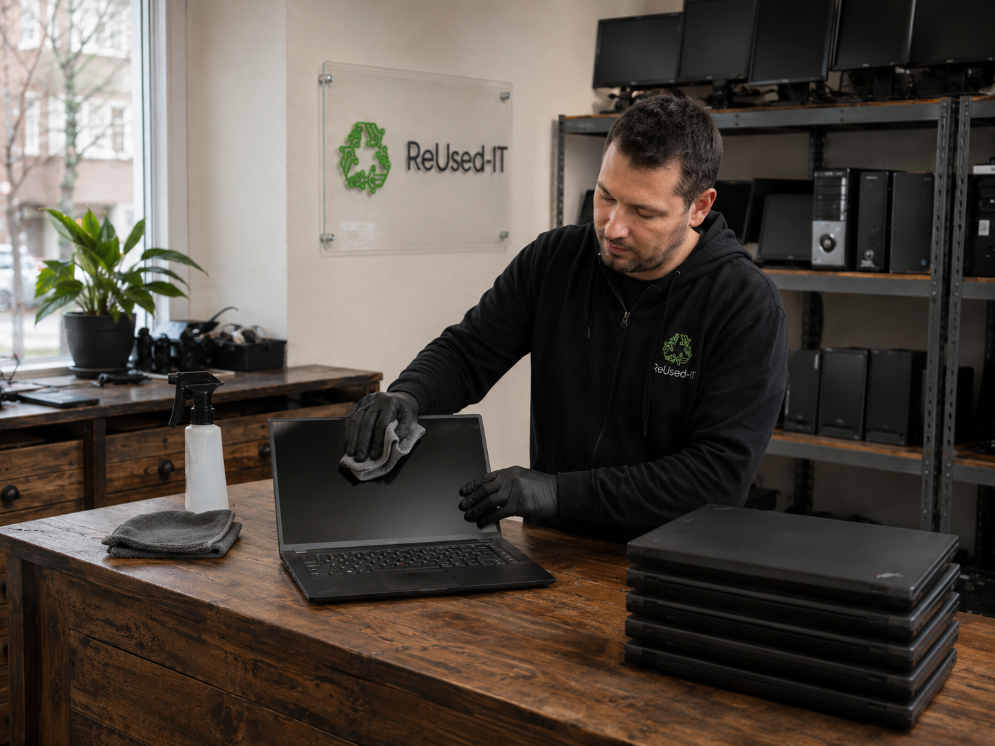IT-Manager überprüft Green IT Compliance Richtlinien und ESG-Daten bei ReUsed-IT
