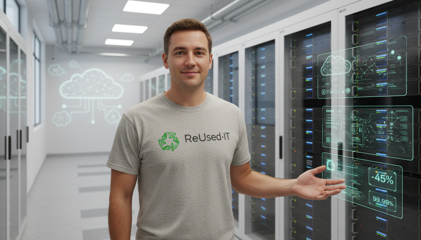 Nachhaltige AI-Infrastruktur im Unternehmen mit energieeffizienten Servern und moderner Cloud-Architektur für Sustainable AI Infrastructure