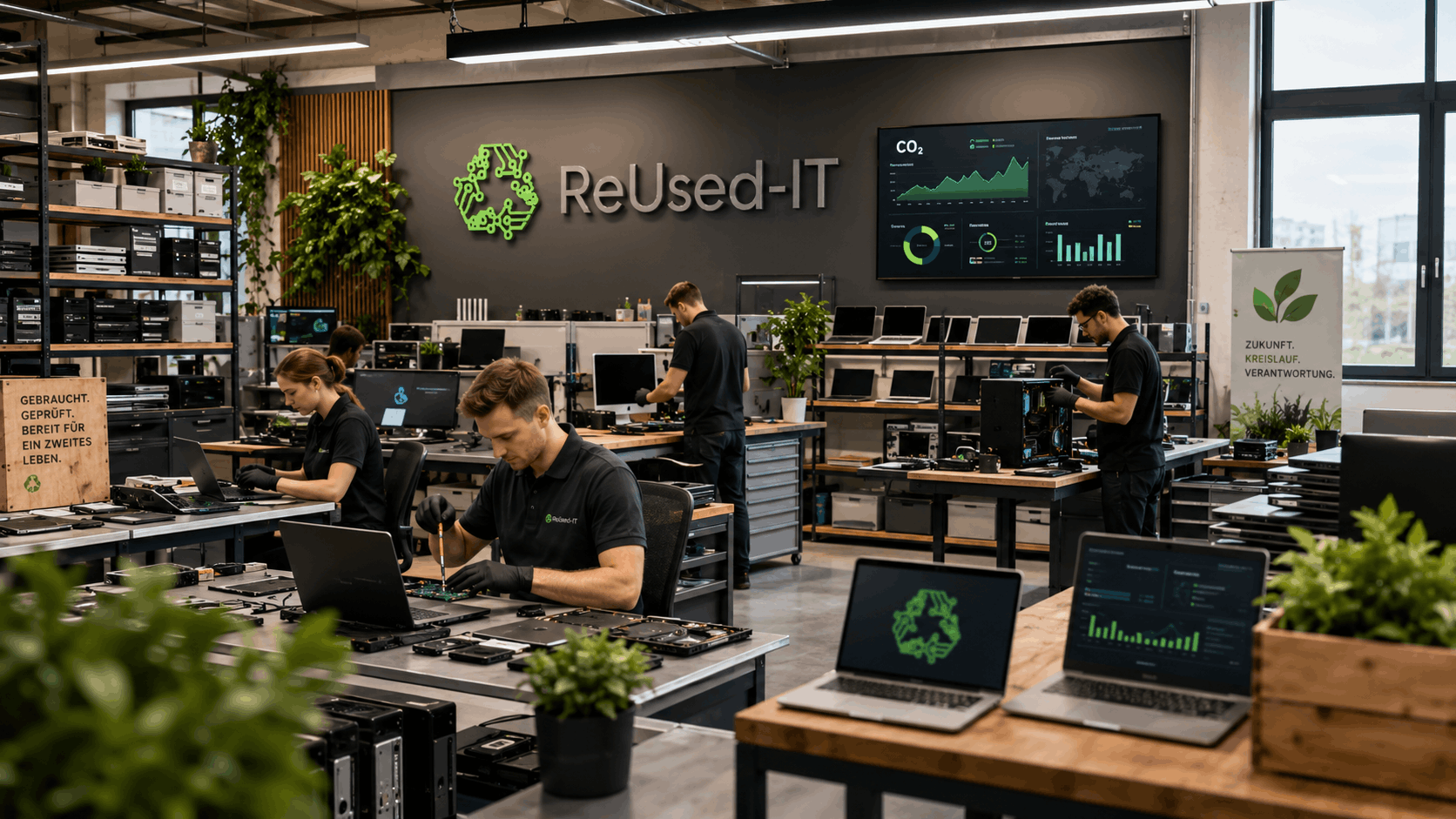 Analyst berechnet CO₂-Emissionen im Smart Carbon Accounting für nachhaltige IT bei ReUsed-IT