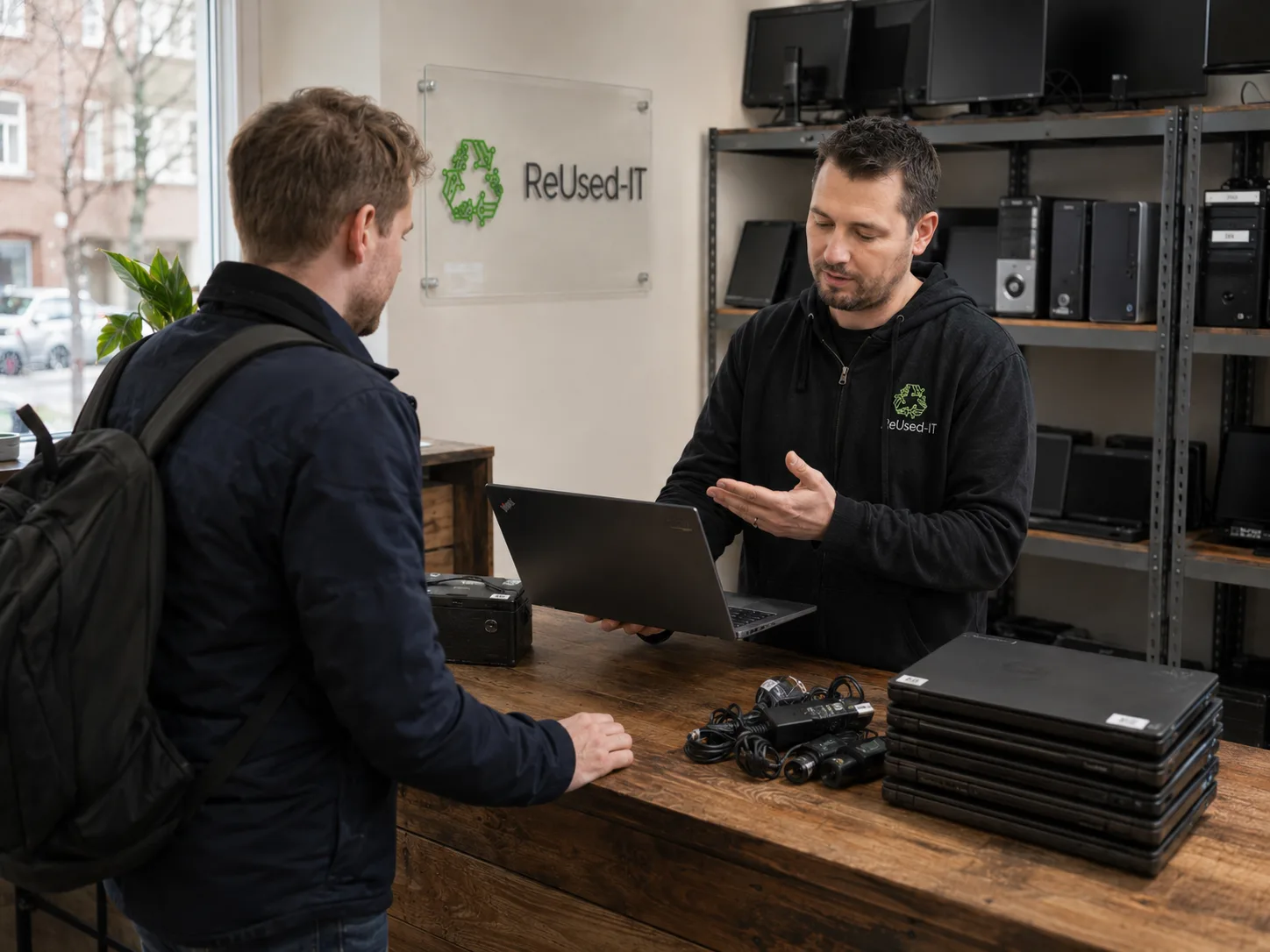 ReUsed-IT Techniker bearbeitet ausgemusterte Firmen-IT für Wiederverwendung und Verkauf