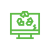 Ein grünes Icon eines Computer-Monitors mit einem Recycling-Symbol auf dem Bildschirm.